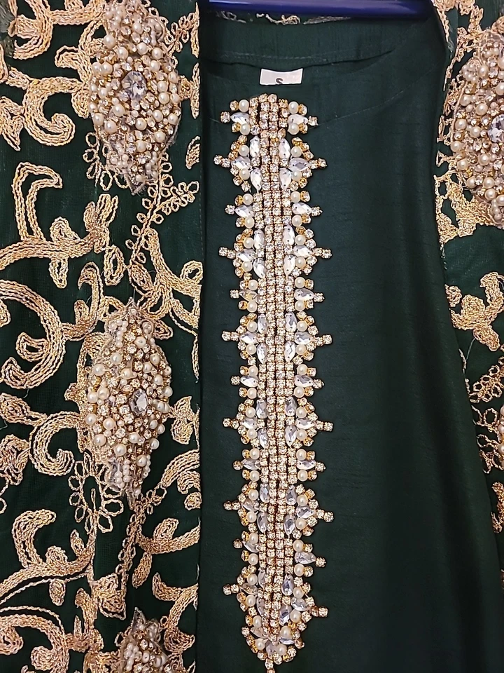 Traje de fiesta verde oscuro de 4 piezas indio/paquistaní, talla 38 Foto 2 de 4