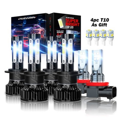 For Mercedes-Benz E350 E320 E550 -6x 6000K 4SidesLED Headlight + Fog Light Bulbs