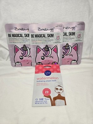 Set Of 3 The Creme Shop Be Magical, Skin! Rainbow Unicorn Face Mask + 1 Miss Spa