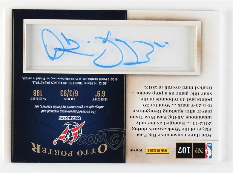 2013 Panini Timeless Treasures Rookie Jersey Ruby Prime /25 Otto Porter Auto RC - Image 2 of 2