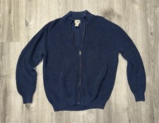 Vintage L.L. Bean Knit Full Zip Up Sweater Cardigan Mens XL 0FHT4 Navy Blue