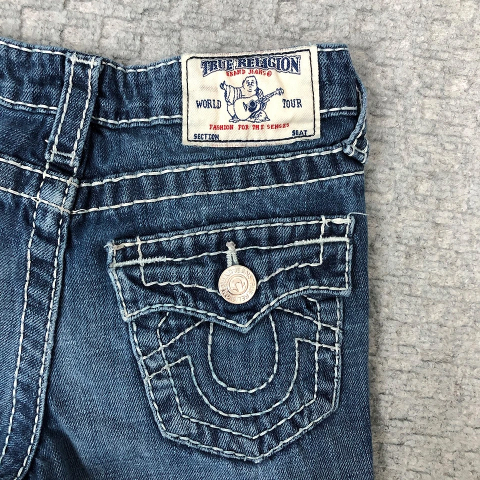 Pantalones de mezclilla True Religion para niñas talla 8 azul grande T punto recto en contraste Foto 3 de 4