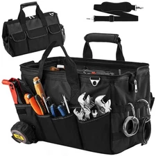 Tool Bag, 16inch Foldable Open Top Tool Bag Organizer for Easy Tool Access, W...