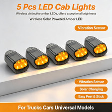 5X Wireless Solar Powered Cab Lights 3 LED Car Roof Light For Off-road Vehicle B