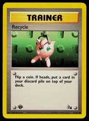 Recycle 61/62 Fossil 1st Edition Common Trainer Card