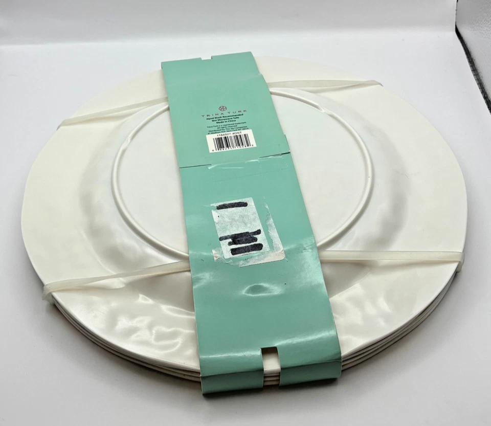 NWT Trina Turk Melamine Dinner Plate Set of 4 Lemons Flower Fruit 11" - Image 3 of 4