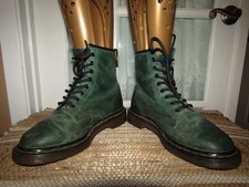 Dr Martens 8 Eye Green Leather Boots Made In England Men's size 9 UK 8
