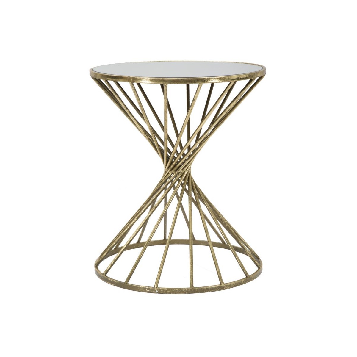Table d'appoint design Hypnose 50cm Or bout de canapé en métal