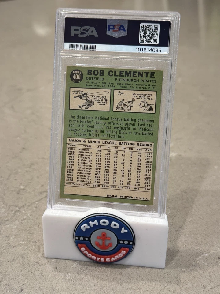 1967 Topps #400 Roberto Bob Clemente Pirates Hof PSA 7 Foto 2 de 2