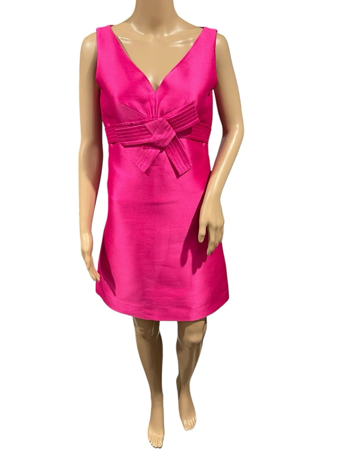 Abito donna Kate Spade New York origami linea A rosa fiocco taglia 2