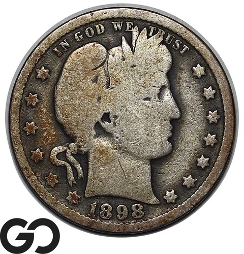 1898-O Barber Quarter, Strong Full Rims