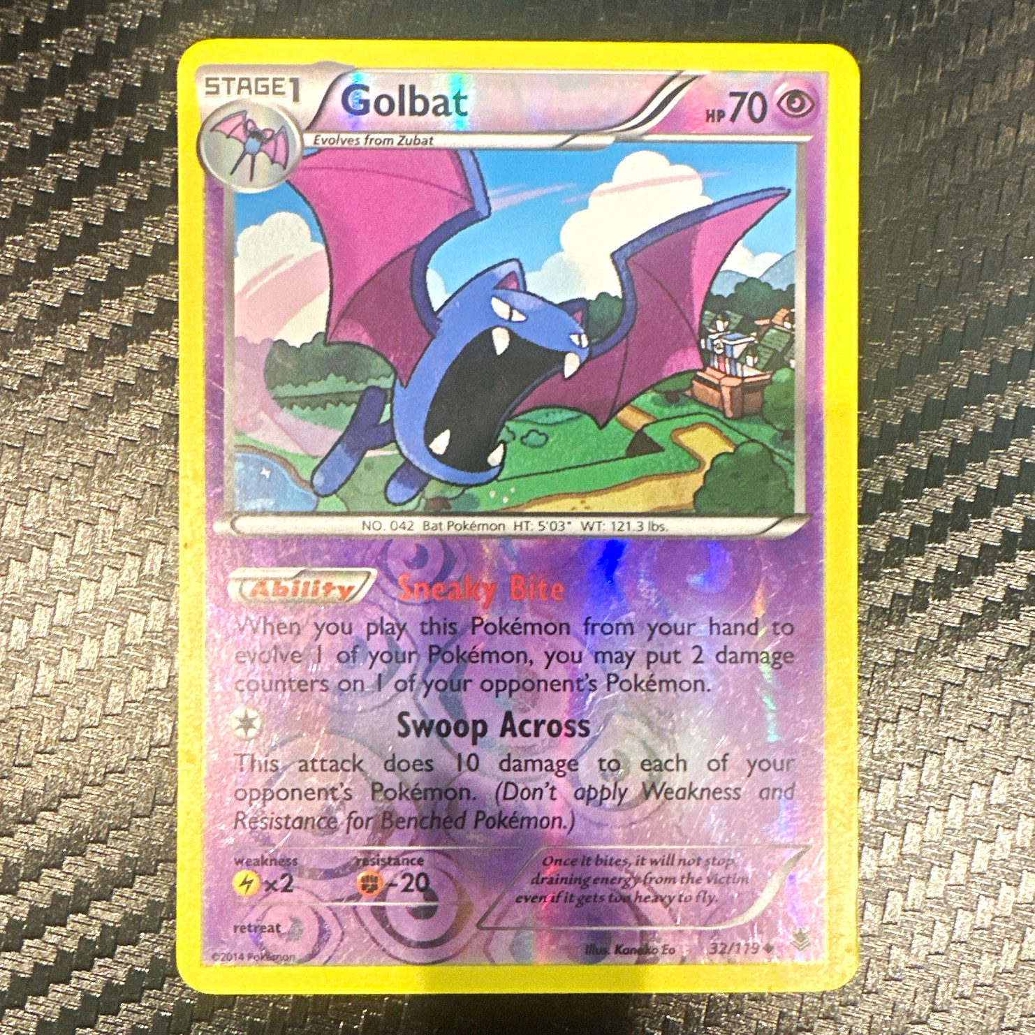 Pokemon TCG Golbat Holo Uncommon 32/119 Phantom Forces ENG 2014 70 HP Stage 1