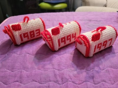 Crochet Mailbox Christmas Ornament X 3 Us Mail Retro