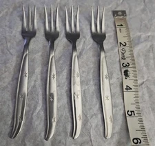 Lot of 4 Stainless Steel Cocktail Forks Japan Vintage Stars