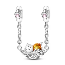 MULA European Lazy Cat DIY Charms AAA CZ Fit Women Bracelet 925 Silver Plated