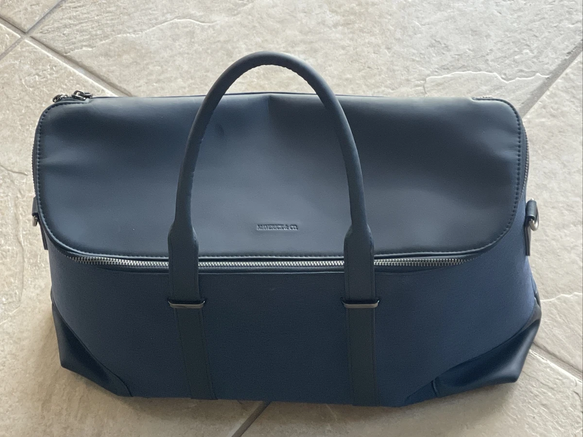 MAVERICK u0026 Co Navy Leather u0026 Nylon weekender- Stylish Bag | eBay