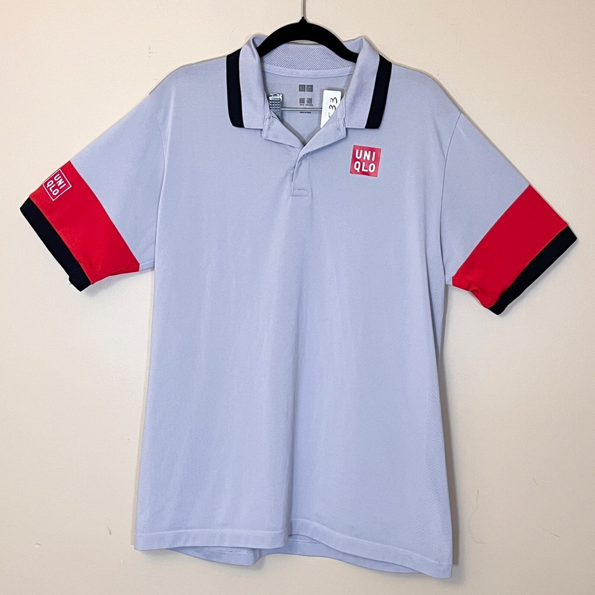 Uniqlo Kei Nishikori Tennis Polo Shirt - Men's Size L - Gray