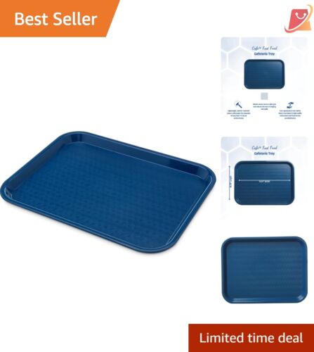 Lightweight Stackable Blue Food Service Trays – 10" x 14" Rectangular Design