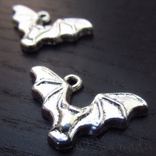 Bat Charms 23mm Wholesale Halloween Silver Plated Charms C2024 - 10, 20 Or 50PCs