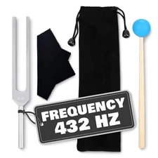 432 Hz Tuning Fork - Chakra Tuning Forks Set with Cleaning Cloth and Bag Sound D