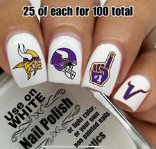 Minnesota Vikings NFL Football Waterslide Nail Decals Setof 100 Instructions
