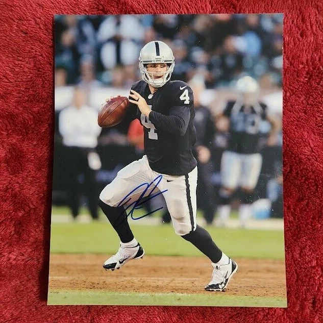 Derek Carr Oakland Raiders quarterback autógrafo firmado 8x10 fotografía Foto 4 de 4
