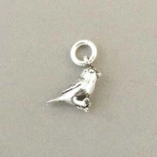 .925 Sterling Silver 3-D Small SPARROW BIRD CHARM Pendant Starling NEW 925 BI22
