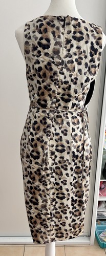 Aje Size 10 Leopard Print Cowl Neck Wrap Midi Sleeveless Dress - Picture 5 of 18