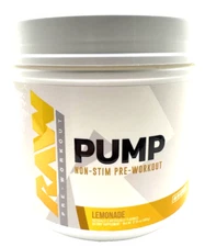 Raw Nutrition Pump Non-Stim Pre-Workout, Lemonade - 16.2oz - 40/20 - EXP 07/27