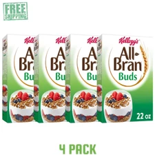4 pack Kellogg's All Bran Buds Breakfast Cereal 8 Vitamins and Minerals High New