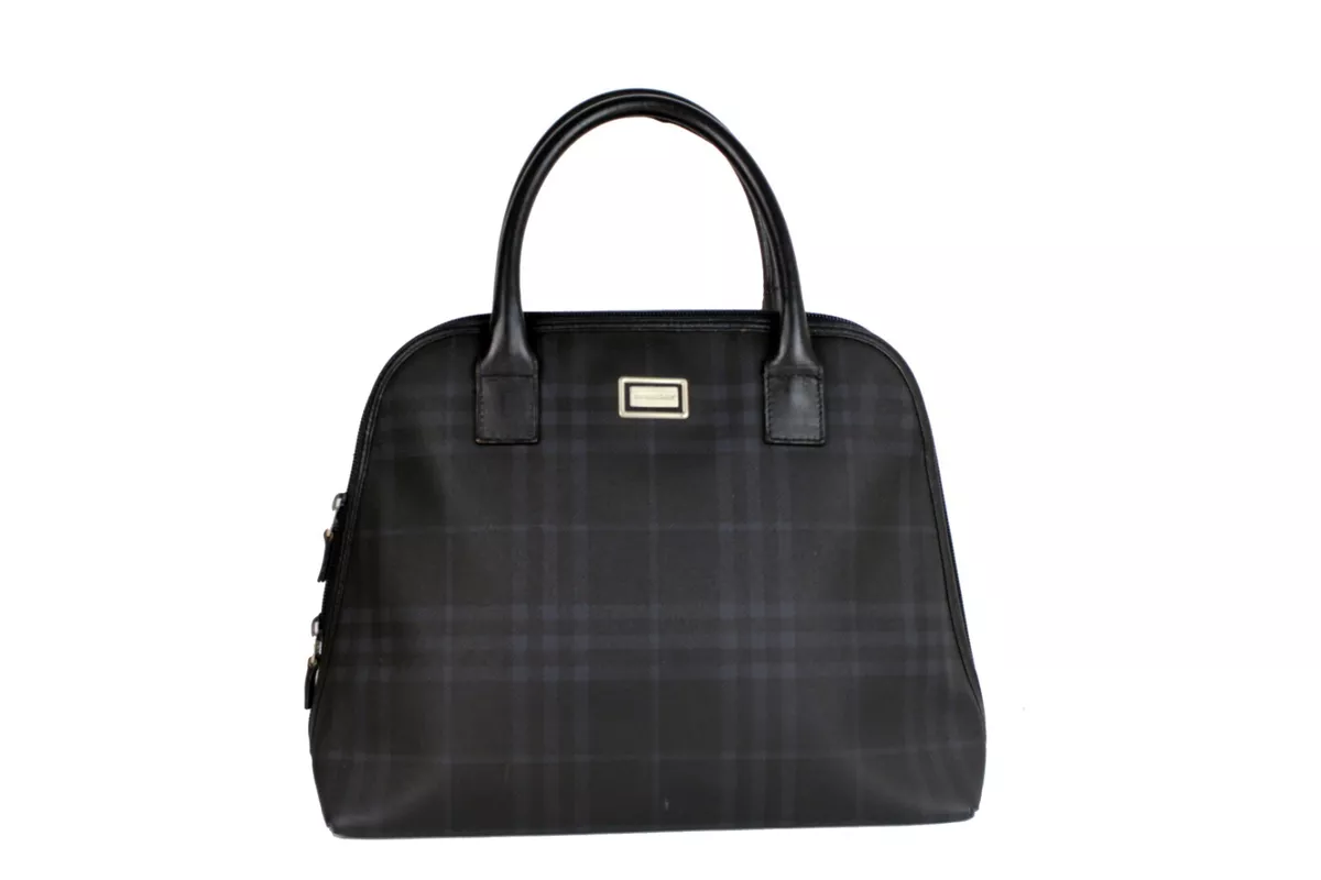 Auth BURBERRY Nova Check Gray Canvas Leather Hand Bag Alma Bag