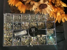 BIG HIGH QUALITY RHINESTONE BOX KIT, SUPER SHINE, 21 GRID BOX & GEL GLUE
