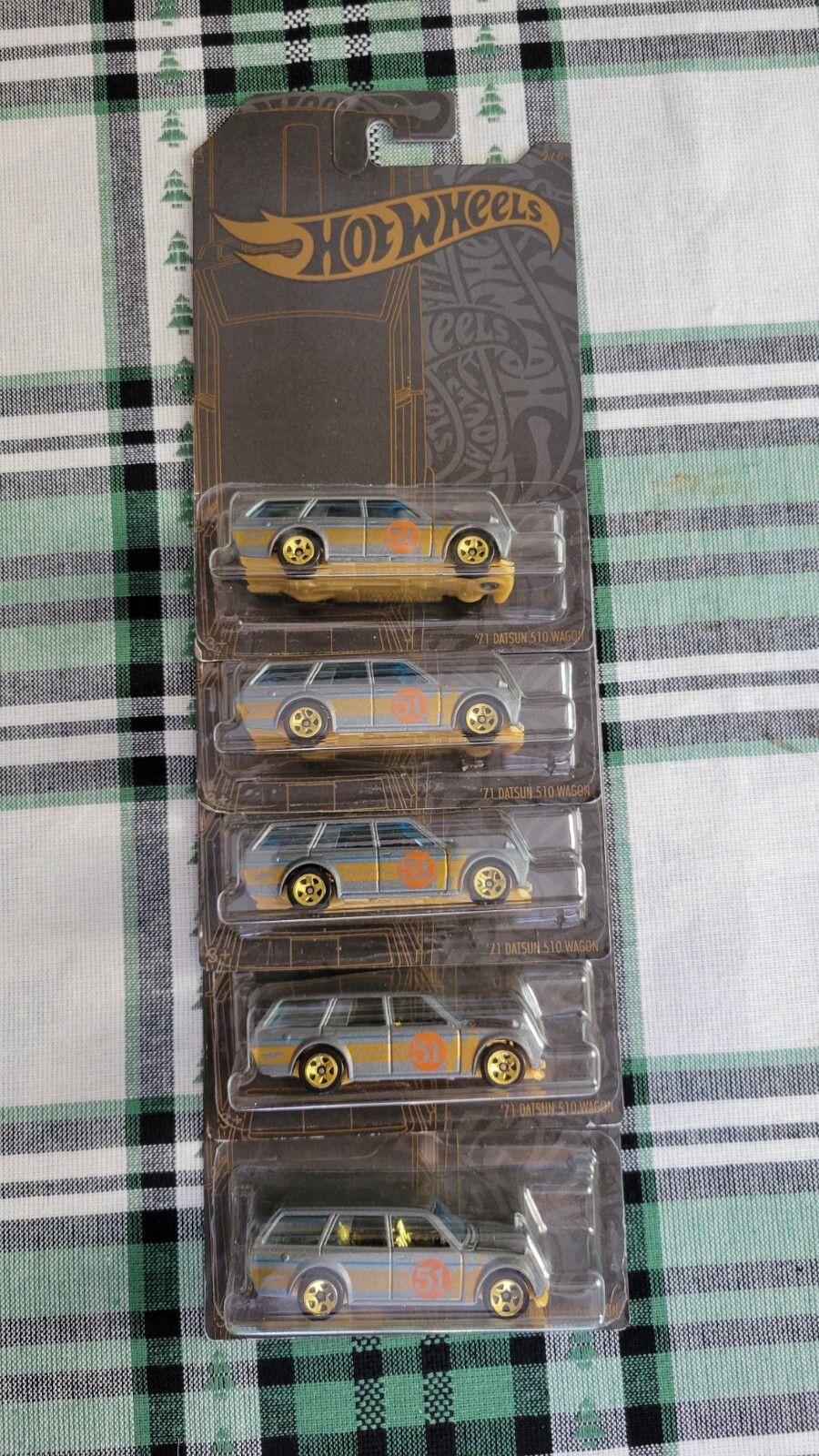 Hot Wheels - '71 Datsun 510 Wagon - 51st Anniversary (Set of 5) Satin & Chrome