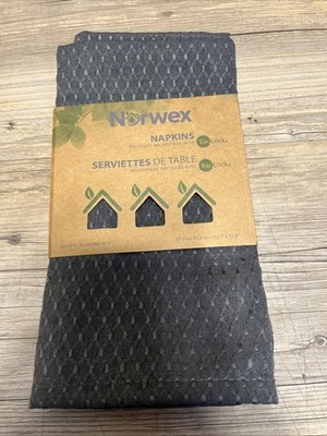 NEW - Norwex Dark Gray Napkins Set of Four Recycled Microfiber BacLock Graphite