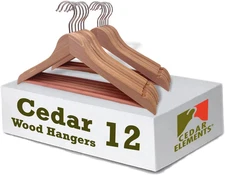 Cedar Elements Aromatic Cedar Adult Hangers for Business Suits Shirts Dresses Sw