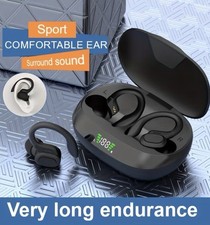Wireless Bluetooth 5.3 Sport Ear-hook Earbuds Black Noise Cancellation