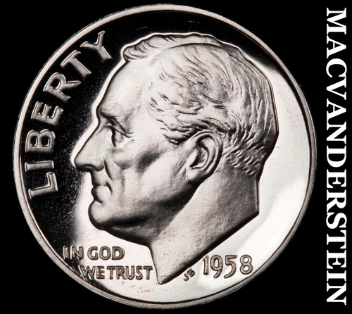 1958 Roosevelt Dime- Silver- Choice Gem Proof Luster No Reserve #J33