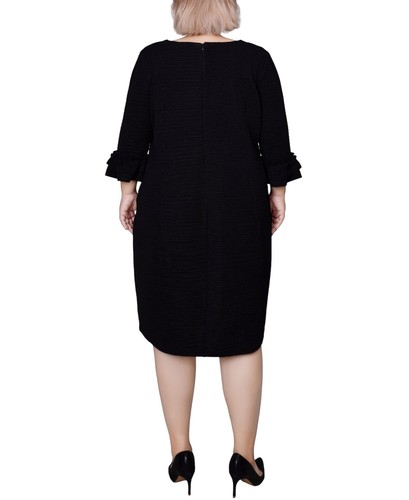 Ny Collection Womens Textured Knit Plus Size Dress WTXD4237D Black 3X - Picture 3 of 8