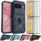 For Google Pixel 9 Pro/9 Pro XL Ring Case Slide Camera Lens Cover Tempered Glass