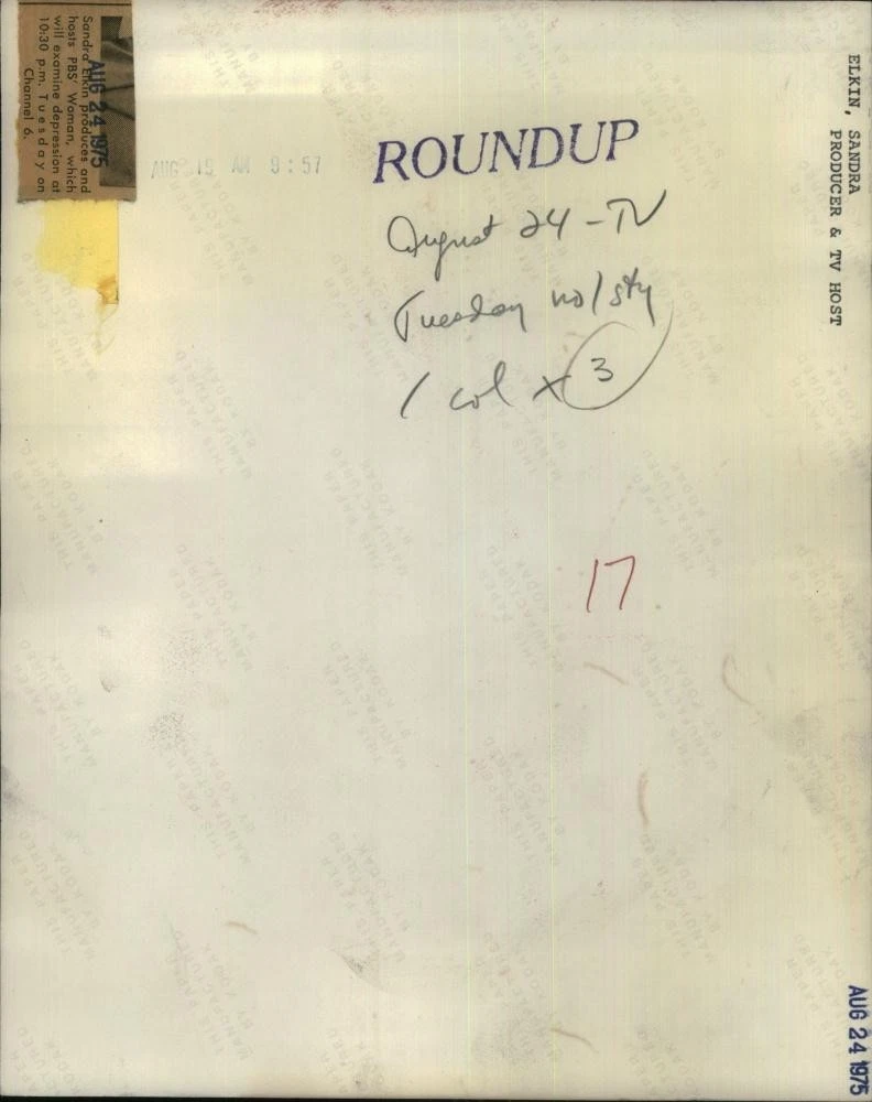 1975年 プレスフォト Sandra Elkin TV プロデューサー TV ホスト PBS C-rsa20723 - 画像2/2