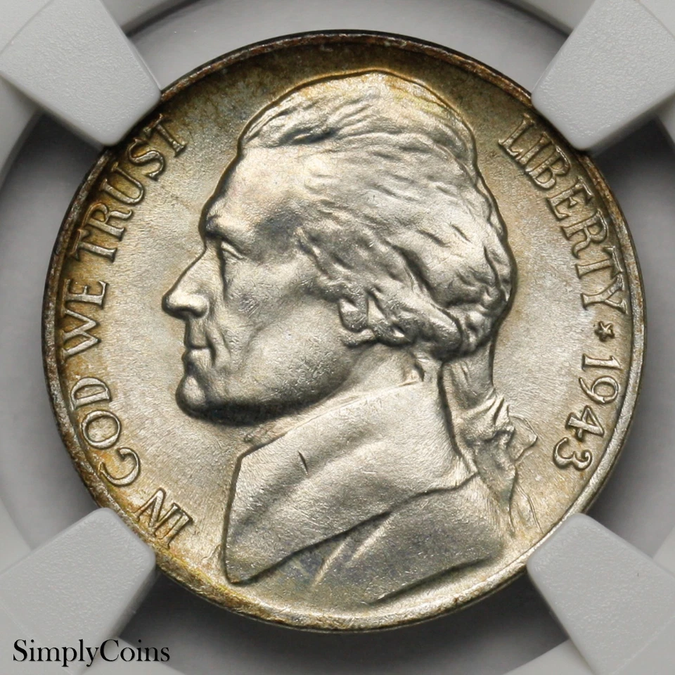 1943-P Jefferson Nickel NGC MS66 5FS FULL STEPS FS SILVER WAR - Image 3 of 4