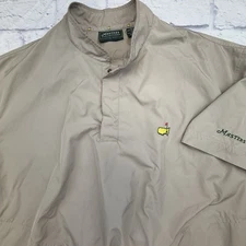 Masters Tech Jacket Men’s Large Tan 1/4 Snap Windshirt Performance Pullover Logo