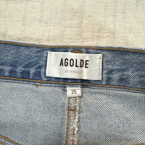 AGOLDE Criss Cross Organic Cotton Distressed Denim Mini Skirt Size 25 - Picture 6 of 9