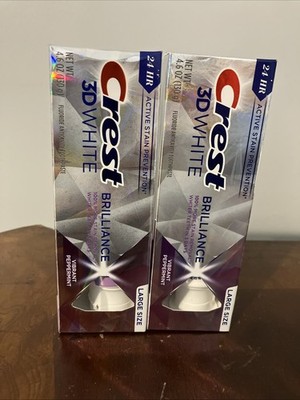 Set of 2 Crest 3D White Brilliance Vibrant Peppermint Toothpaste