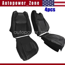 Front Bottom & Top Perforated Leather Seat Cover Black For 08-12 Buick Enclave