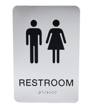 ADA Restroom Sign Silver Unisex Wheelchair Accessible Bathroom Sign with Braille