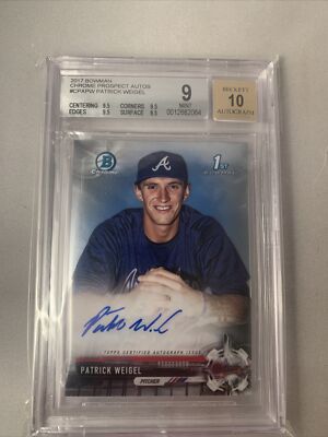 patrick weigel bowman chrome auto Milwaukee Brewers Beckett Graded 9 10 Mint