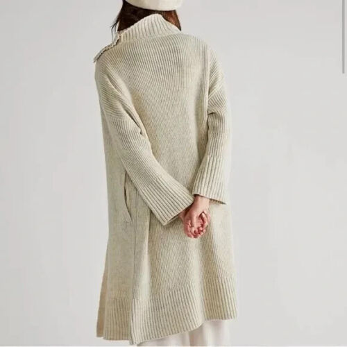 Free People 'Finely Maxi' Wool Blend Cardi in Ivory - MEDIUM - BNWT - RRP £188 - Picture 2 of 7