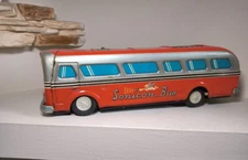 Vintage Rare Old Tin Toy Sonicon Bus Passenger Battery Operated Trade Mark Japan