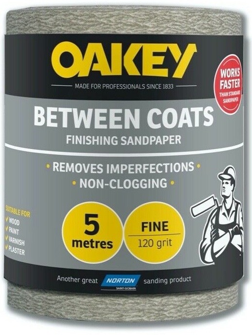 Oakey Between Coats Finishing Sandpaper Roll 5m - Fine - 120 grit